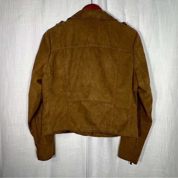 Kenneth Cole Reaction Faux Suede Moto Jacket Coat Size M - Picture 4 of 5